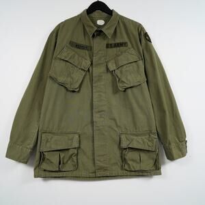 Vintage US Army OG-107 Jungle Fatigue Jacket Ripstop Vietnam Era M Long